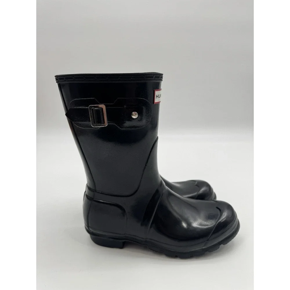 Hunter Original Short Gloss Black Mid Calf 6M Rain Boot Fisherman Preppy Marine